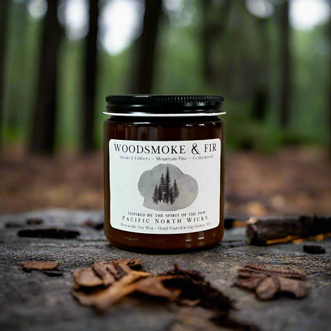 Pacific North Wicks Woodsmoke & Fir Candle Rustic Evergreen