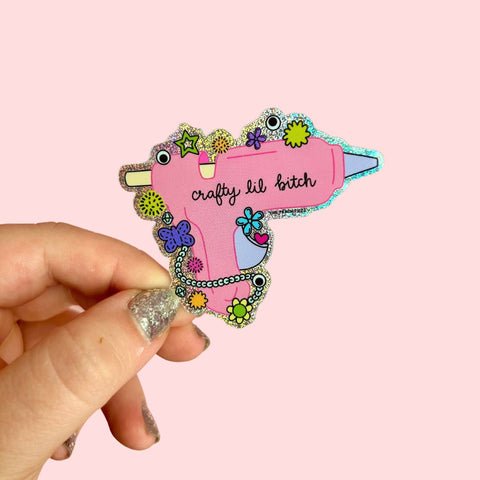 The Peach Fuzz Sticker Crafty Lil Bitch Hot Glue Gun