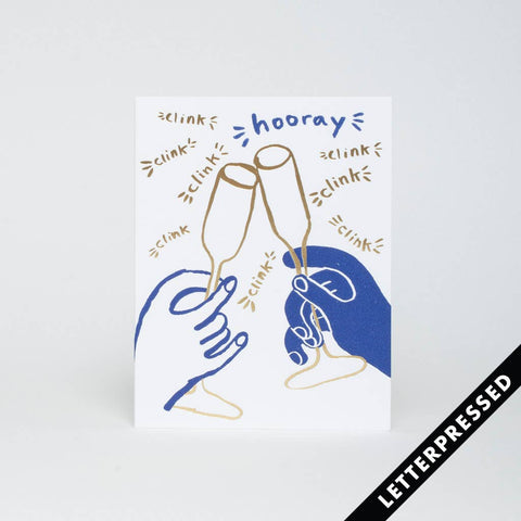 Egg Press Card Clink Champagne Cheers Letterpress Card