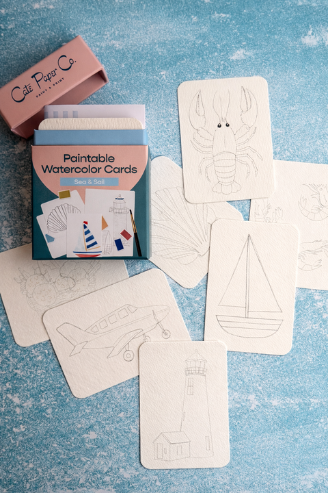 Cate Paper Co. Paintable Watercolor Card Deck Sea and Sail