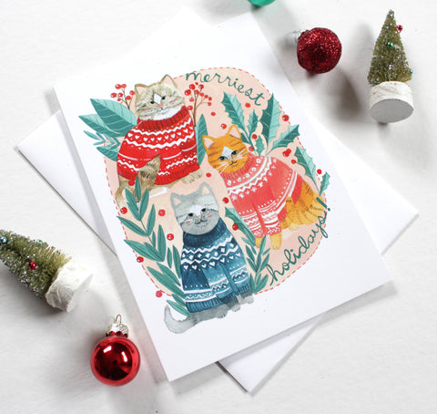 michele maule Holiday Card Merriest Holiday Cats