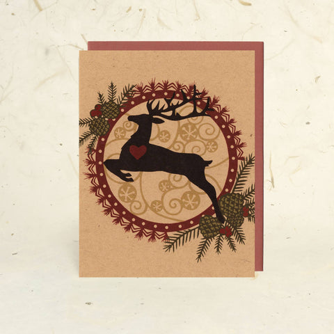 Little Gold Fox Designs Set of 10 Cards Leaping Stag