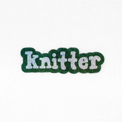 Knit & Gather Sticker Glitter Knitter Green