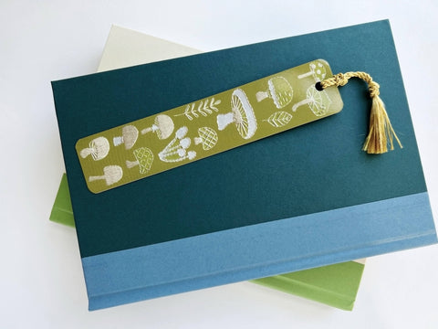 Rikrack Bookmark Mushrooms Embroidery Tassel