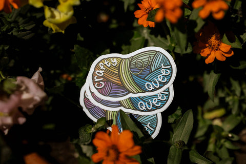 Wander Free and Queer Vinyl Sticker Crafty Queer Rainbow Yarn