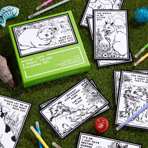 Brass Monkey Moody Cats Magic Velvet Coloring Set