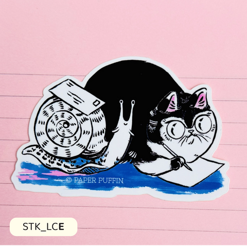 Paper Puffin Sticker Letter Loving Cat