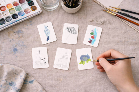 Cate Paper Co. Paintable Watercolor Card Deck Sea and Sail