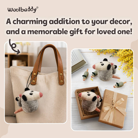 Woolbuddy - Beginner Opossum Needle Felting Kit – DIY Craft Gift