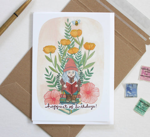 michele maule Birthday Card Reading Garden Gnome