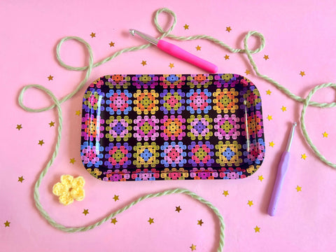 The Peach Fuzz Large Granny Square Tray