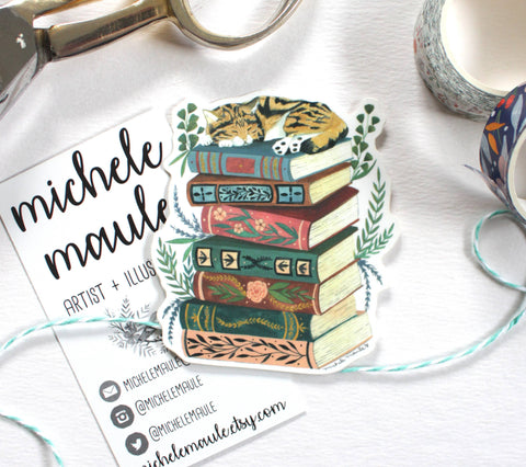 michele maule Sticker Cat Nap with Books