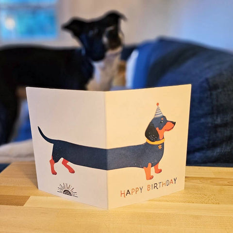 Wild Optimist Birthday Card Dachshund