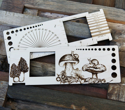 Sunrise Grove Gauge Swatch Ruler, Needle, Twist, Yarn Gauge Mushroom