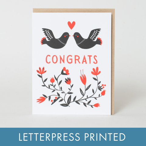 Egg Press Card Congrats Doves