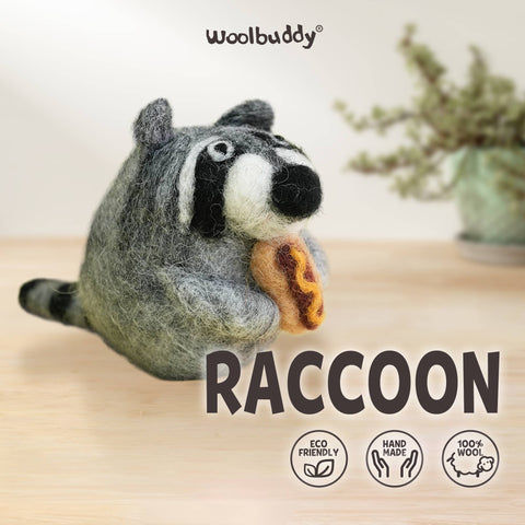 Woolbuddy - Beginner Raccoon Needle Felting Kit – DIY Craft Gift