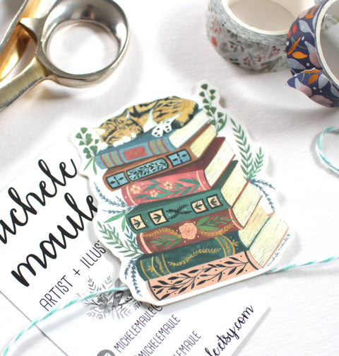 michele maule Sticker Cat Nap with Books