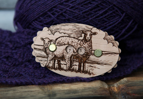 Sunrise Grove Cherry Wood Sheep Knitting Row Counter