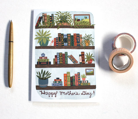 michele maule Greeting Card Mom's Bookcase