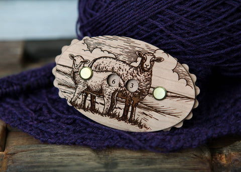 Sunrise Grove Cherry Wood Sheep Knitting Row Counter