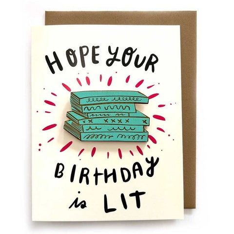 Snowmade Book Lit Birthday Card