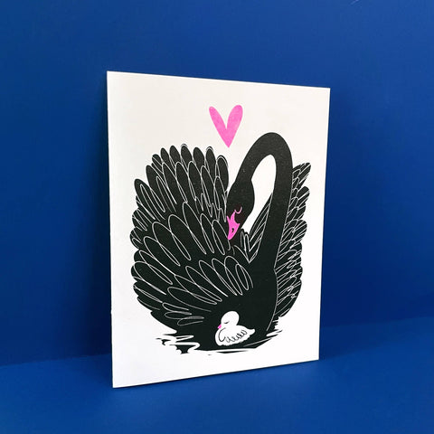 Pier Six Press Card Swan and Cygnet
