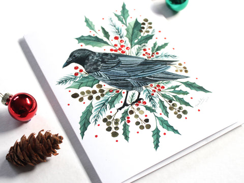 michele maule Holiday Card Holiday Crow