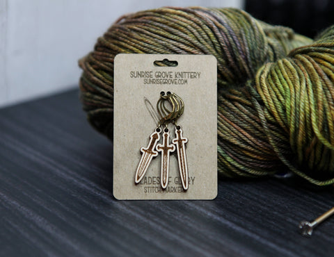 Sunrise Grove  Knitting Progress Keepers Set of 3 Medieval Swords