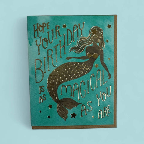 Wild Optimist Goldfoil Birthday Card Mermaid