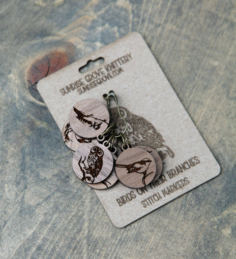 Sunrise Grove Stitch Markers Bird on Branches