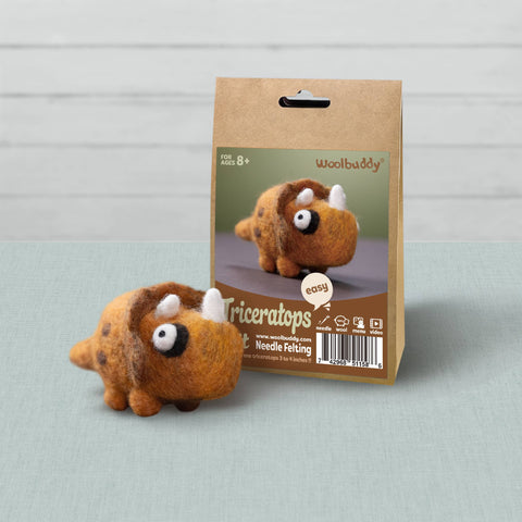 Woolbuddy - Beginner Triceratops Needle Felting Kit – DIY Craft Gift