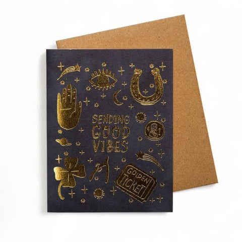 Wild Optimist Goldfoil Greeting Card Sending Good Vibes