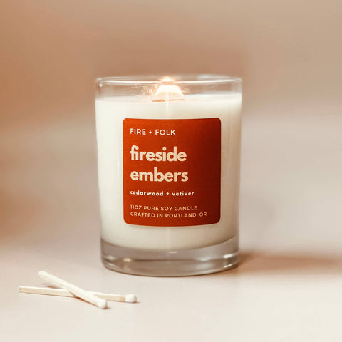 FIRE and FOLK Fireside Embers Wood Wick Soy Candle