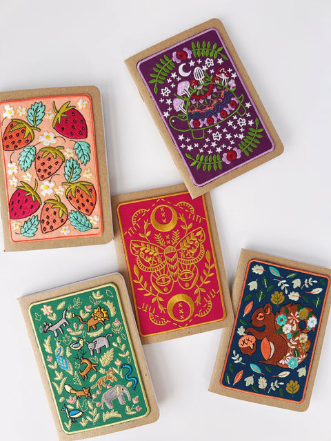 Rikrack Notebook Strawberries Embroidery