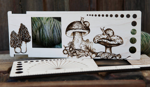 Sunrise Grove Gauge Swatch Ruler, Needle, Twist, Yarn Gauge Mushroom