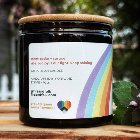 Fire + Folk - Queer Joy | 9oz Wood Wick Candle