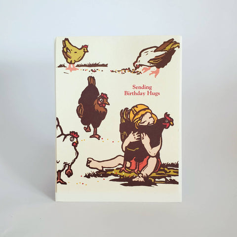Little Green Card Birthday Hug Chicken