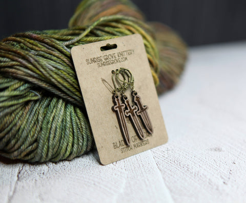 Sunrise Grove  Knitting Progress Keepers Set of 3 Medieval Swords