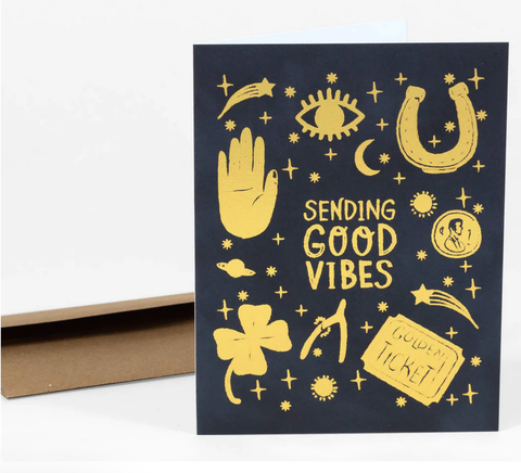 Wild Optimist Goldfoil Greeting Card Sending Good Vibes