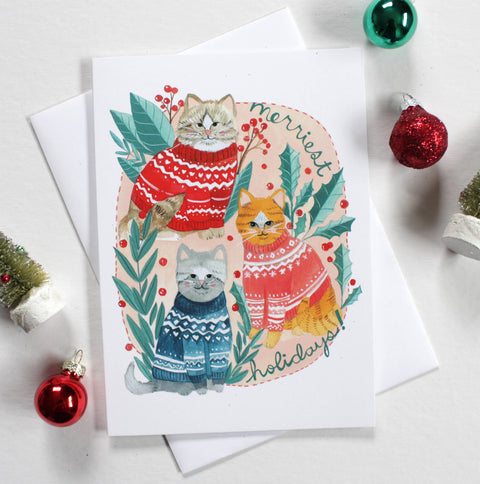 michele maule Holiday Card Merriest Holiday Cats