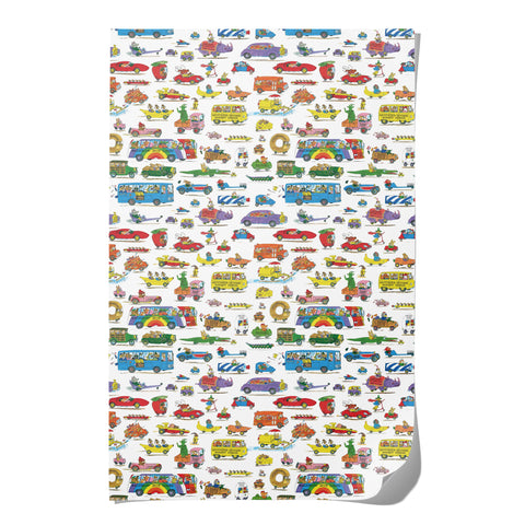 Red Cap Cards Wrapping Paper Richard Scarry Busytown Cars