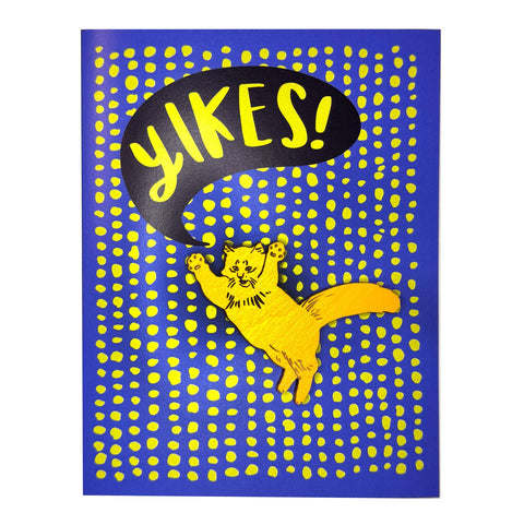 Snowmade Cards w/Magnet Yikes! Jumping Orange Cat
