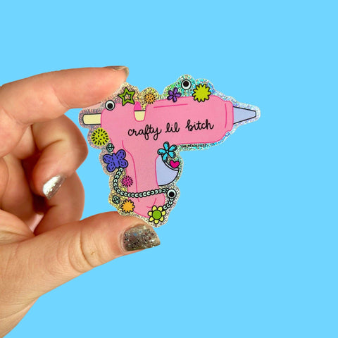 The Peach Fuzz Sticker Crafty Lil Bitch Hot Glue Gun