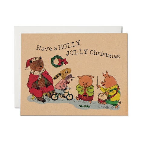 Red Cap Cards Holiday Card Holly Jolly
