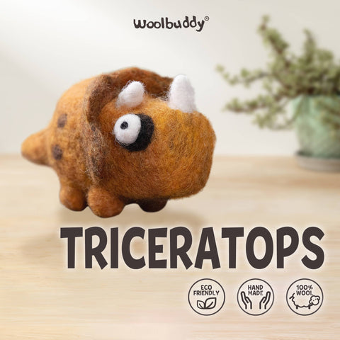 Woolbuddy - Beginner Triceratops Needle Felting Kit – DIY Craft Gift