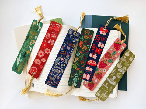Rikrack Bookmark Mushrooms Embroidery Tassel