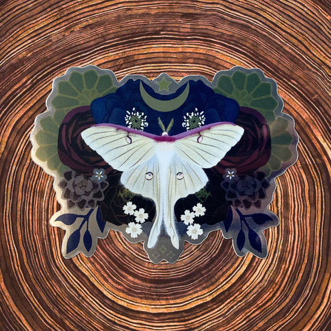 Little Gold Fox Sticker Luna Moth Mirror