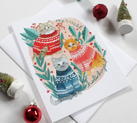 michele maule Holiday Card Merriest Holiday Cats