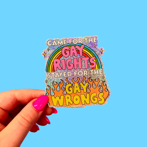 The Peach Fuzz Glitter Sticker Gay Wrongs