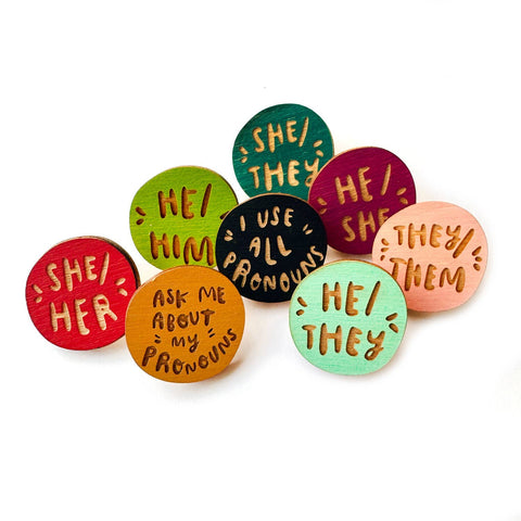 SnowMade Pronoun Pins